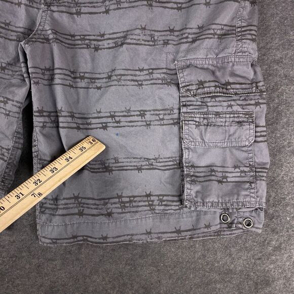 MMA Elite Shorts Mens 36 Gray Barbed Wire Print Cargo Y2K - Picture 6 of 15